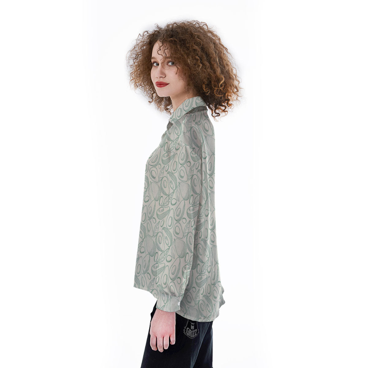 Drawing Avocado Cut In Half Print Women's Long Sleeve Shirts-grizzshop
