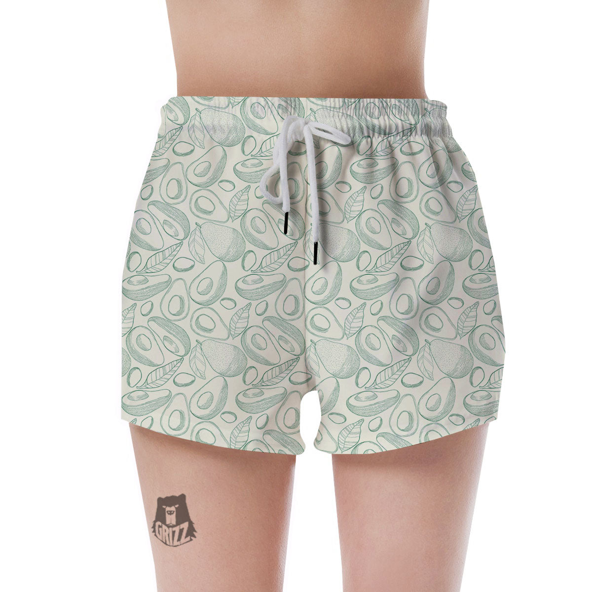 Drawing Avocado Cut In Half Print Women's Shorts-grizzshop