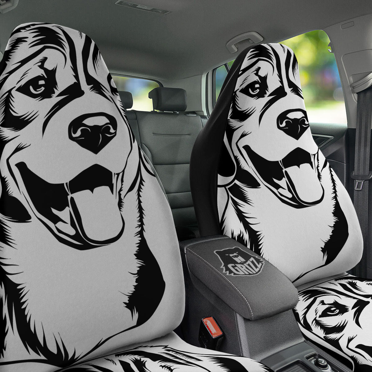 Drawing Beagle White And Black Print Car Seat Covers-grizzshop