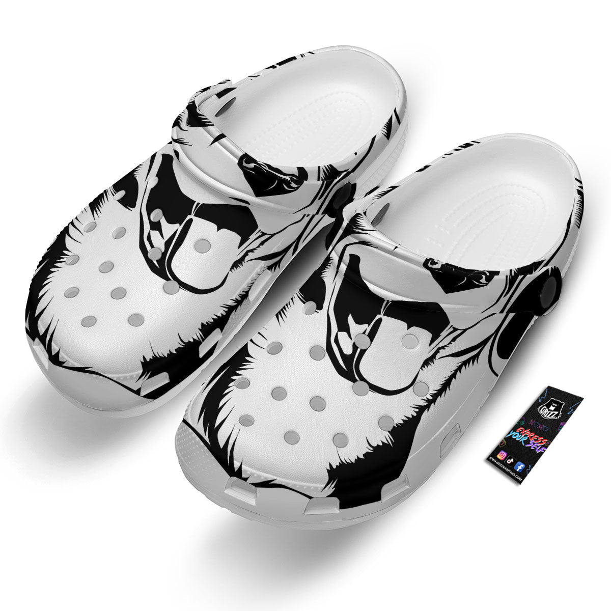 Drawing Beagle White And Black Print Clog-grizzshop