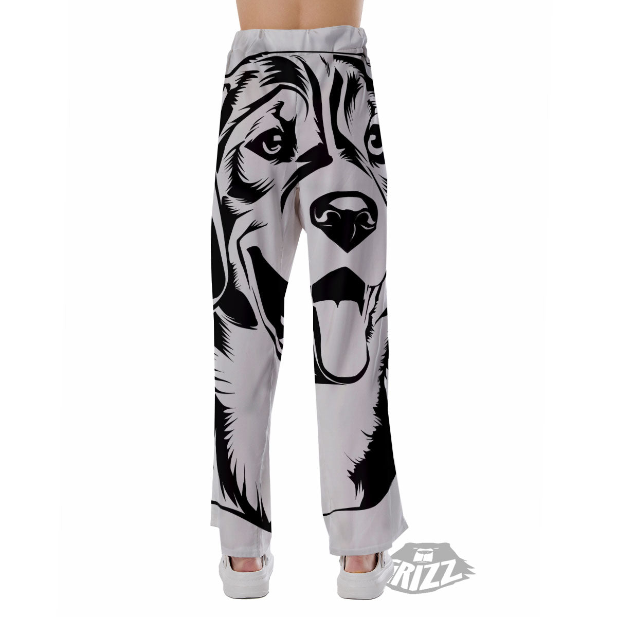 Drawing Beagle White And Black Print Pajama Pants-grizzshop
