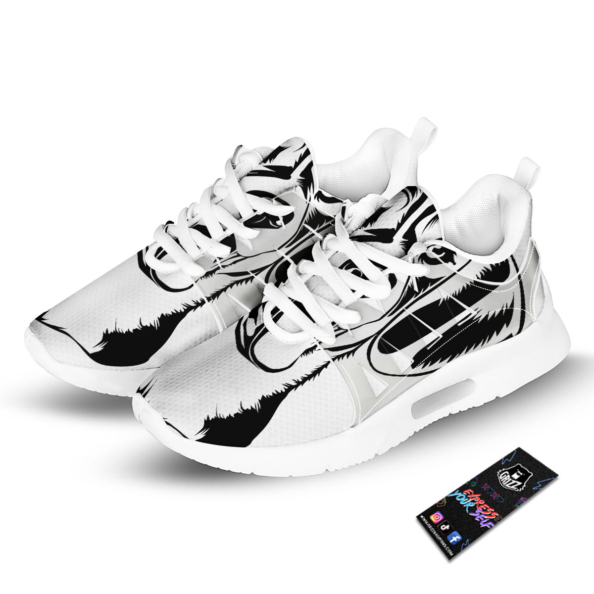 Drawing Beagle White And Black Print Tennis Shoes-grizzshop