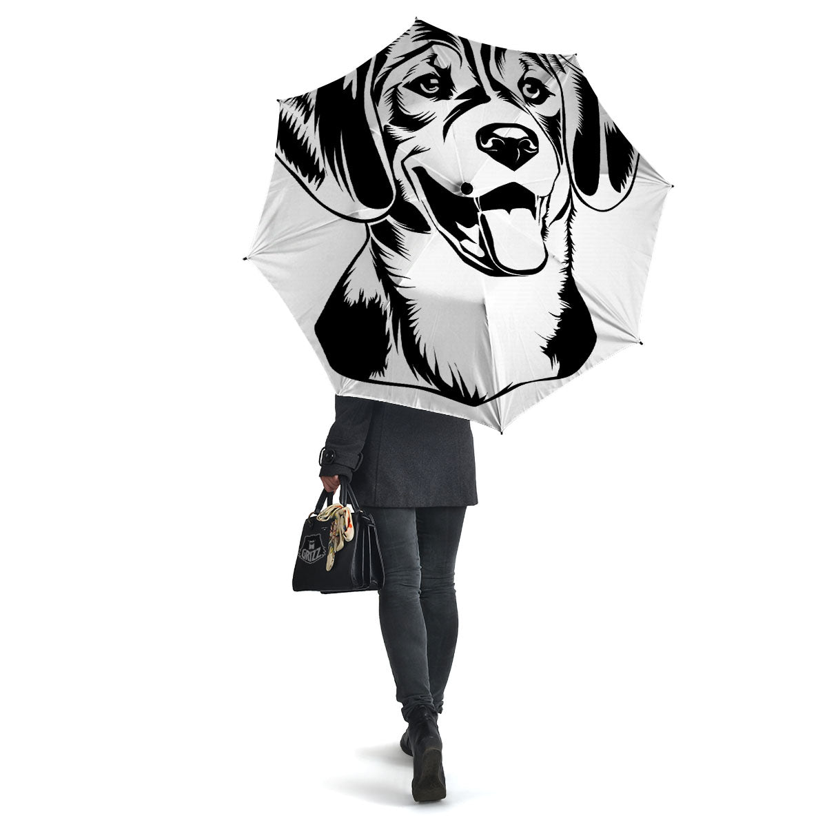 Drawing Beagle White And Black Print Umbrella-grizzshop