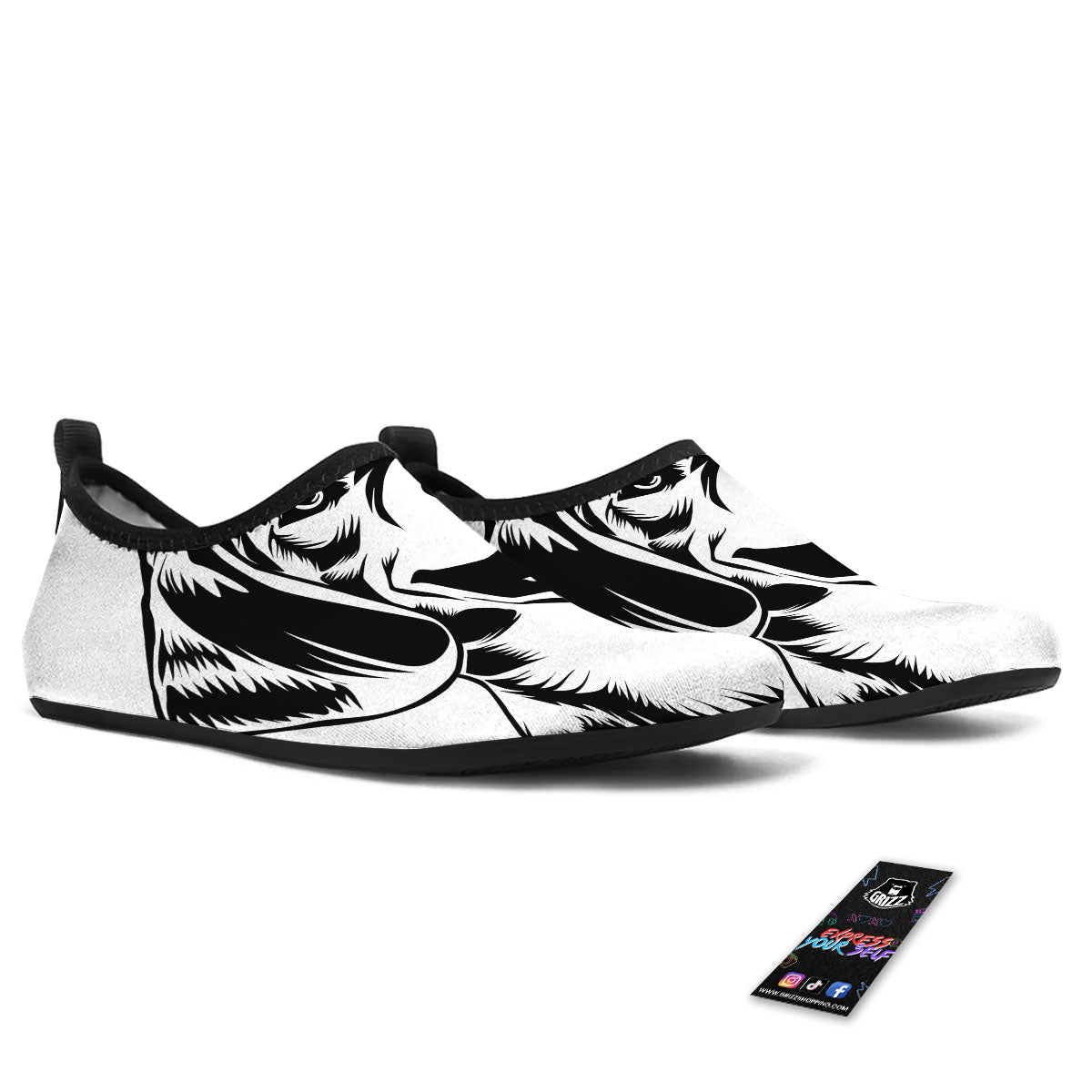 Drawing Beagle White And Black Print Water Shoes-grizzshop