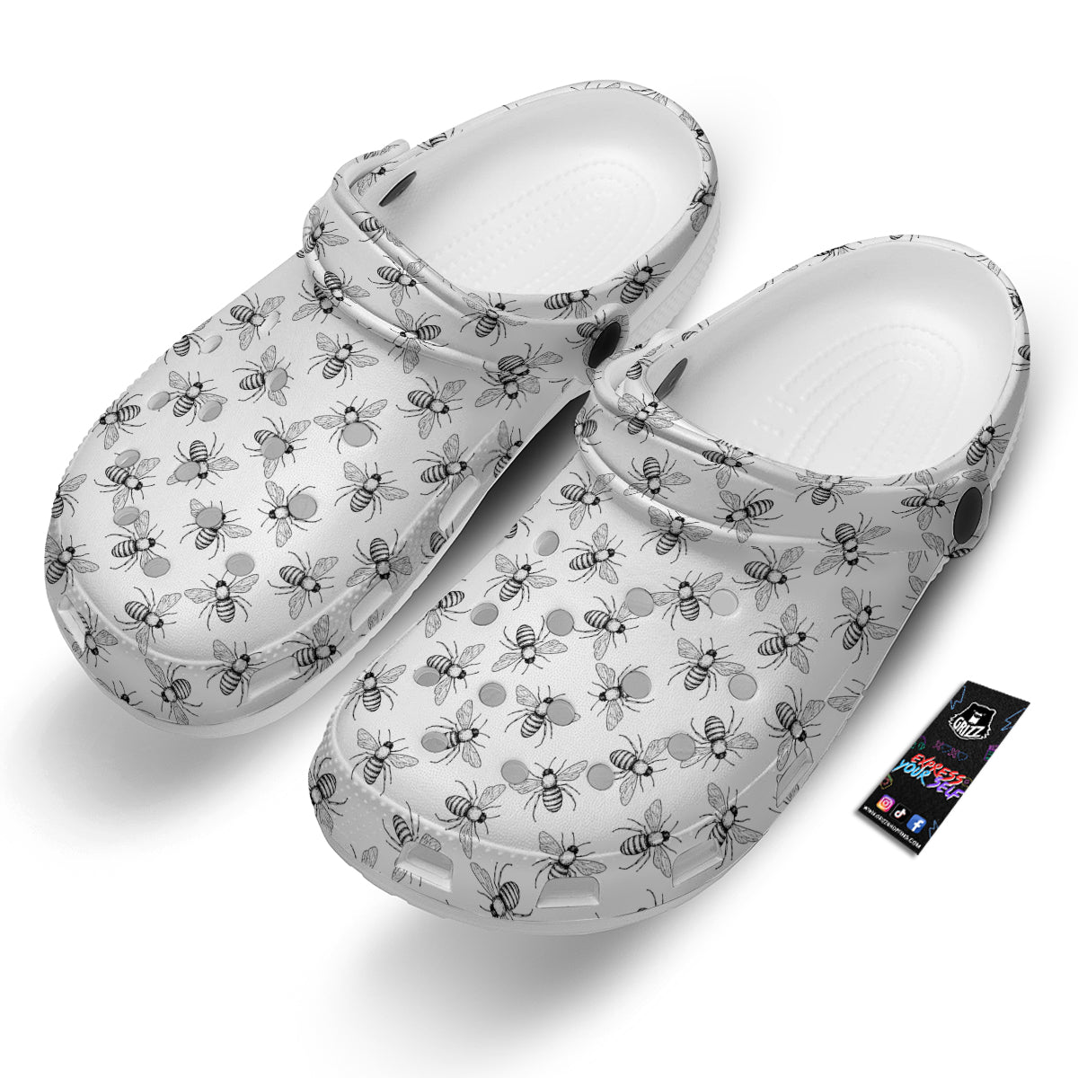 Drawing Bee Print Pattern Clog-grizzshop