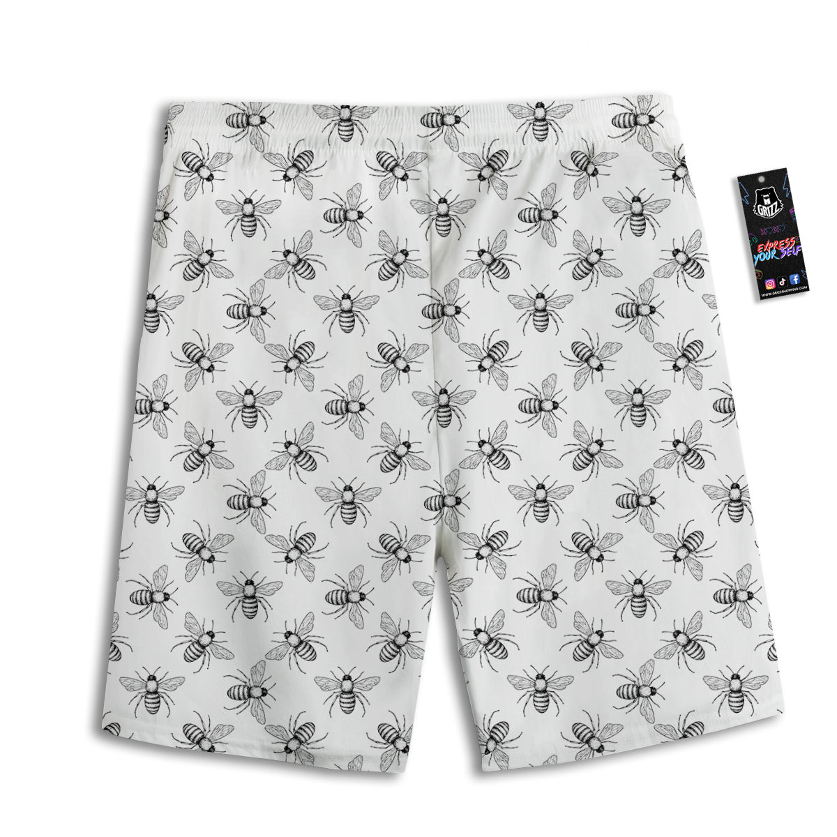 Drawing Bee Print Pattern Men's Athletic Shorts
