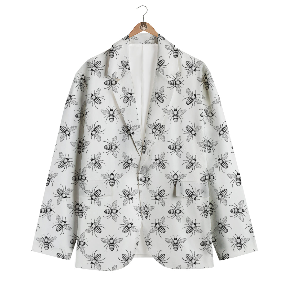 Drawing Bee Print Pattern Men's Blazer-grizzshop