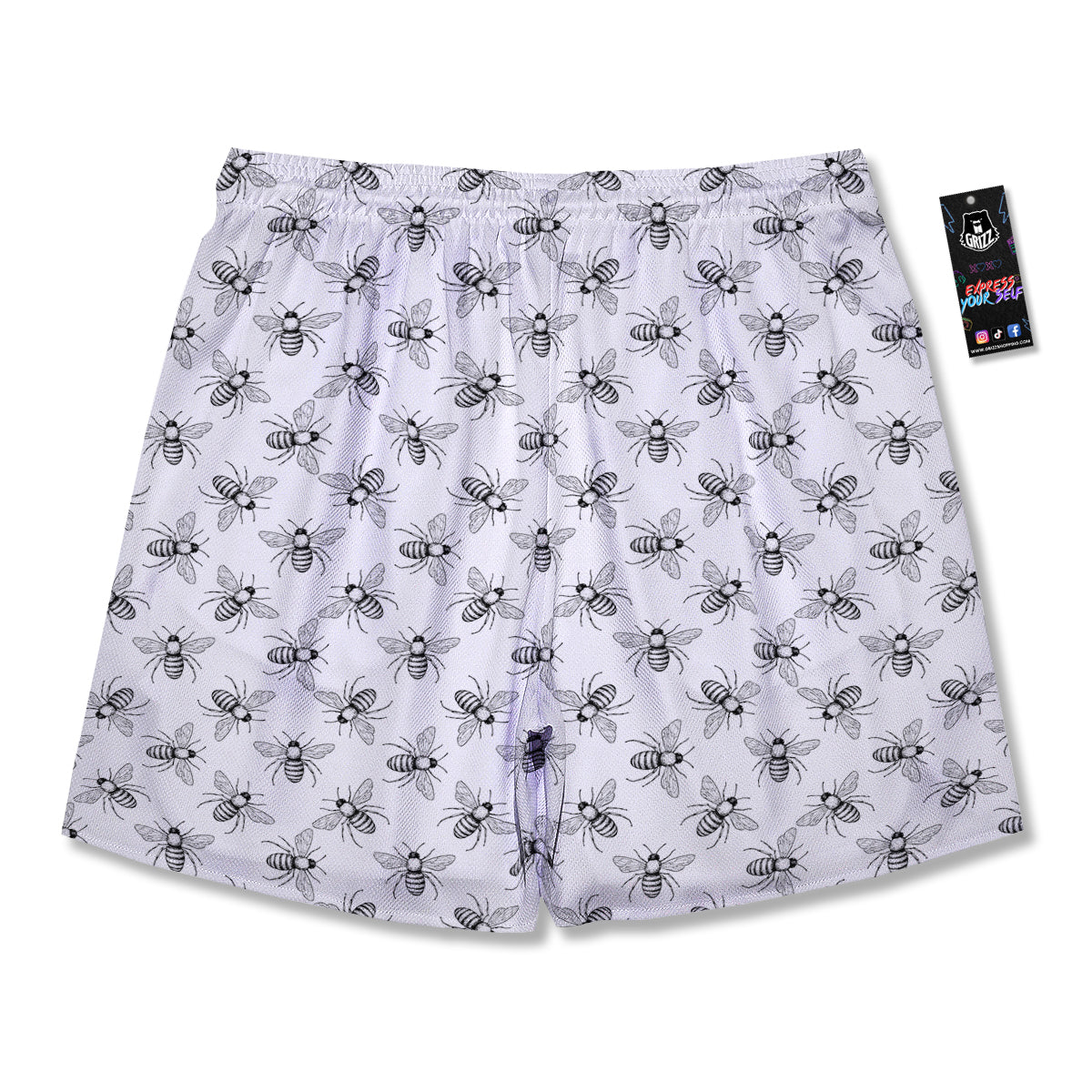 Drawing Bee Print Pattern Men's Running Shorts-grizzshop