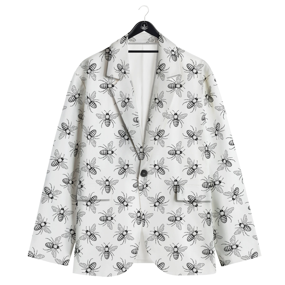 Drawing Bee Print Pattern Men's Sport Coat-grizzshop