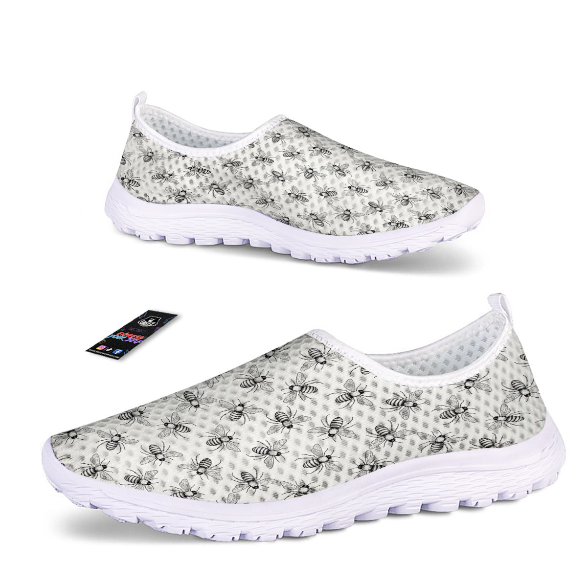 Drawing Bee Print Pattern Nurse Shoes-grizzshop