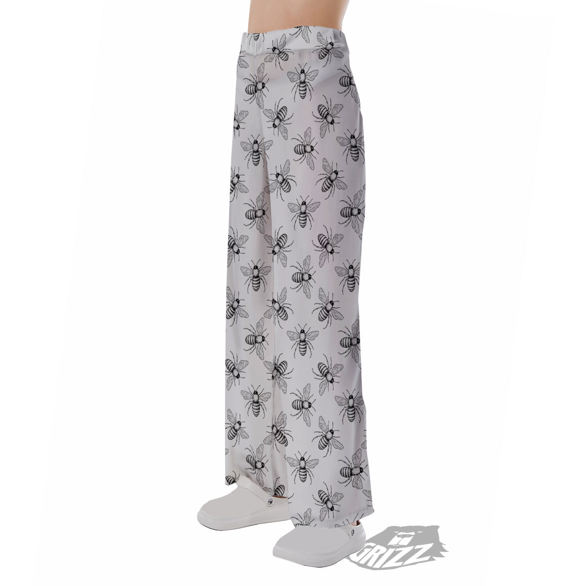 Drawing Bee Print Pattern Pajama Pants-grizzshop