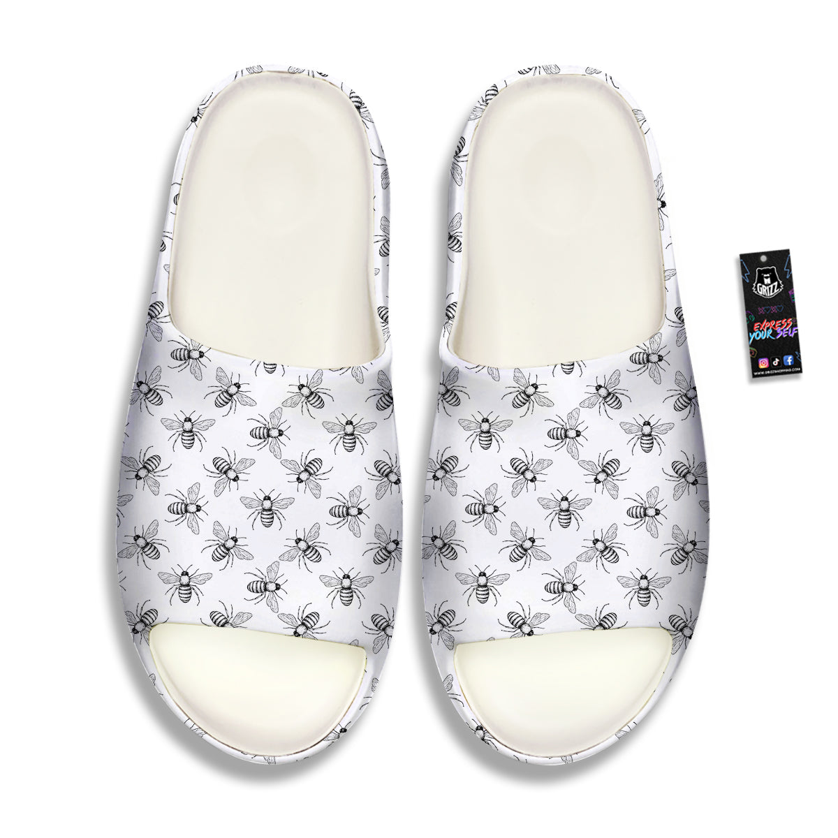 Drawing Bee Print Pattern Sandals-grizzshop