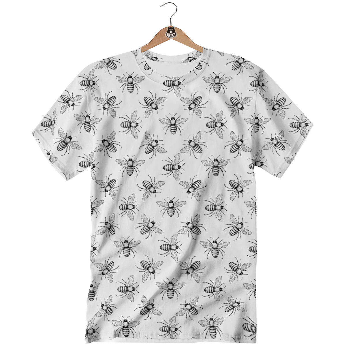 Drawing Bee Print Pattern T-Shirt-grizzshop