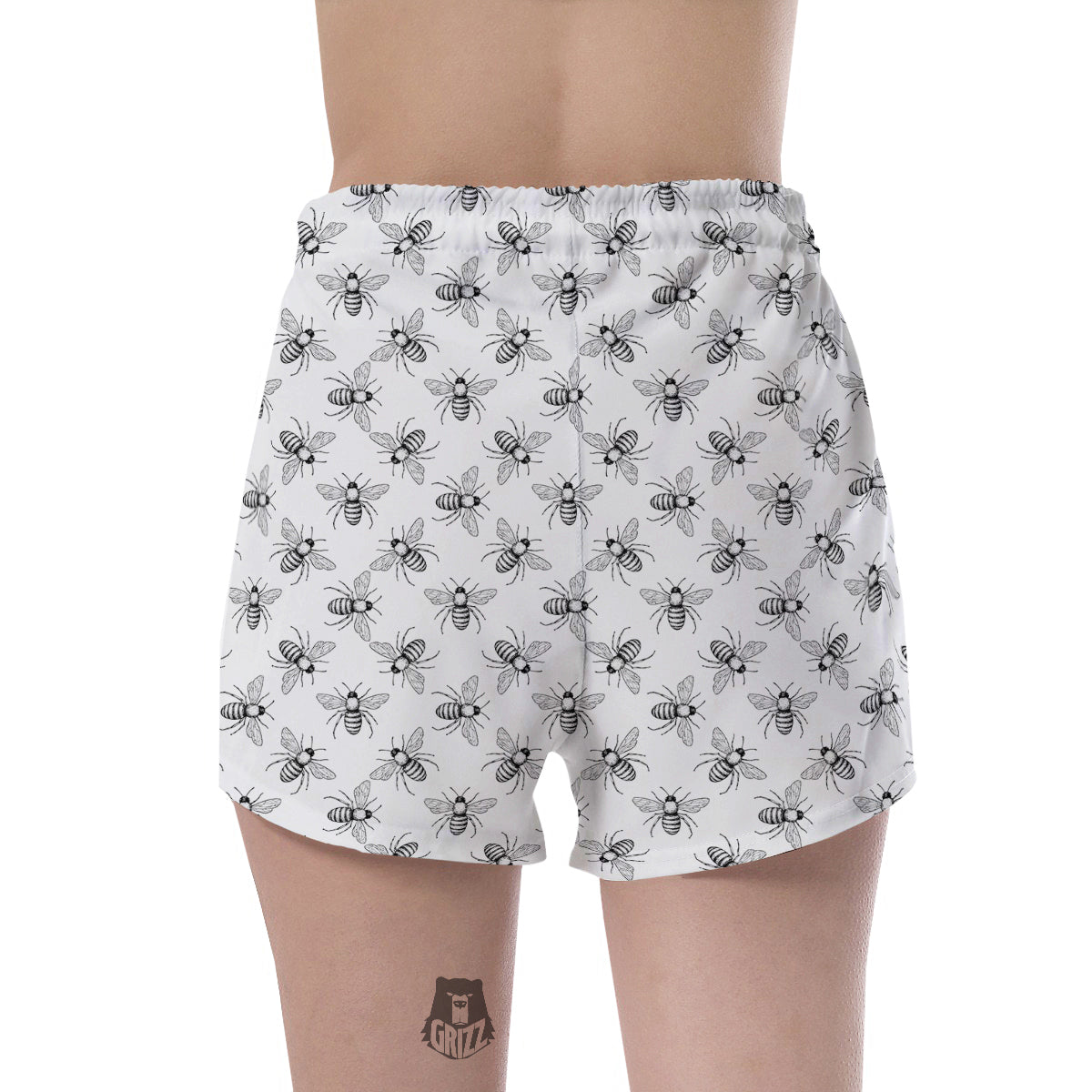 Drawing Bee Print Pattern Women's Shorts-grizzshop
