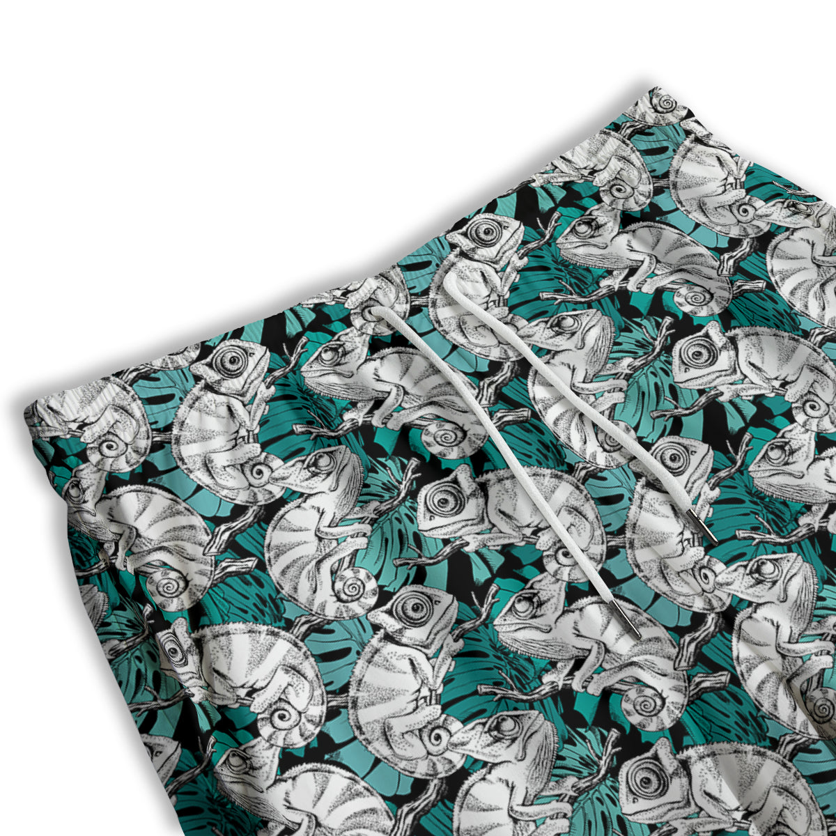 Drawing Chameleon And Monstera Leaf Print Pattern Men's Athletic Shorts