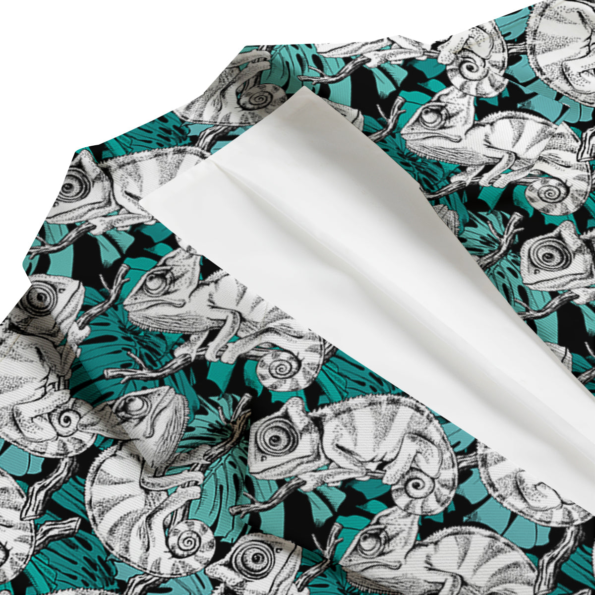 Drawing Chameleon And Monstera Leaf Print Pattern Men's Blazer-grizzshop