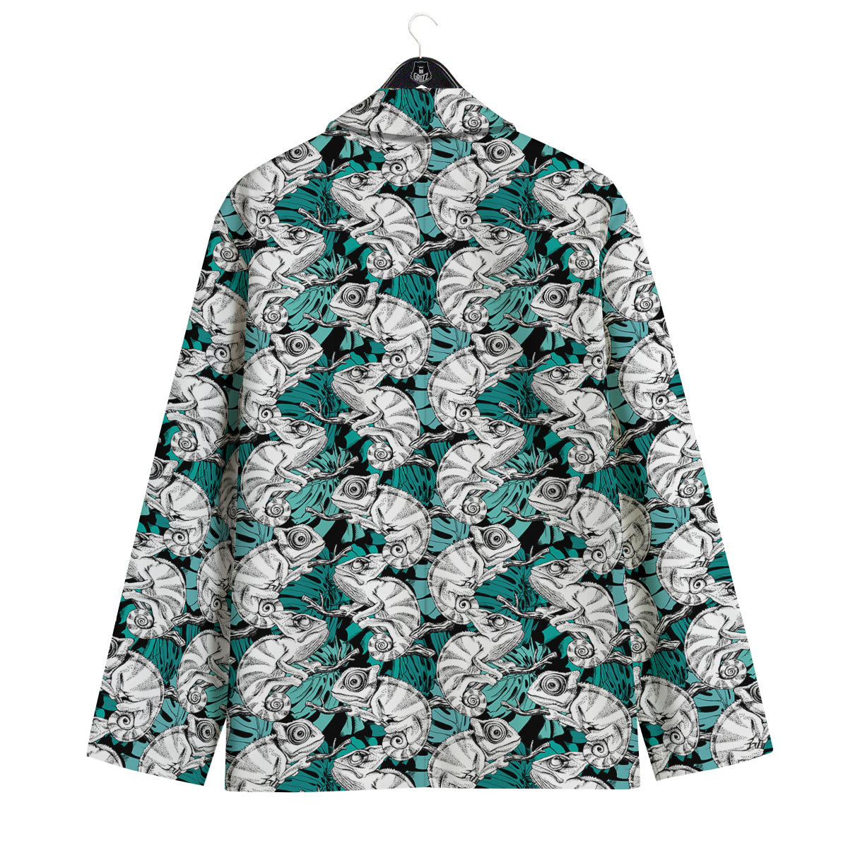 Drawing Chameleon And Monstera Leaf Print Pattern Men's Sport Coat-grizzshop