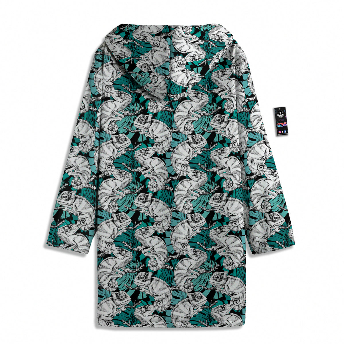 Drawing Chameleon And Monstera Leaf Print Pattern Men's Windbreaker Jacket-grizzshop