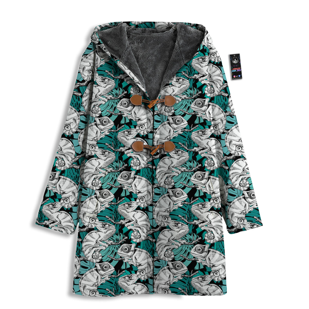Drawing Chameleon And Monstera Leaf Print Pattern Men's Windbreaker Jacket-grizzshop