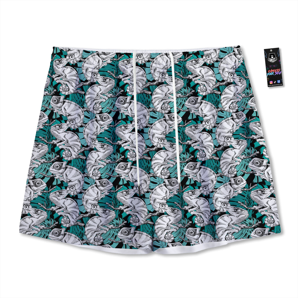 Flowers And Eggplant With Leaves Print Mesh Shorts