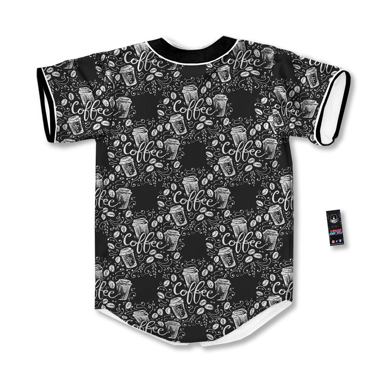 Drawing Coffee Print Pattern Baseball Jersey-grizzshop