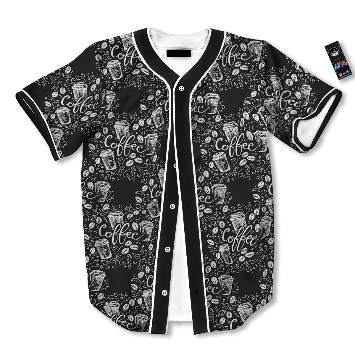 Drawing Coffee Print Pattern Baseball Jersey-grizzshop