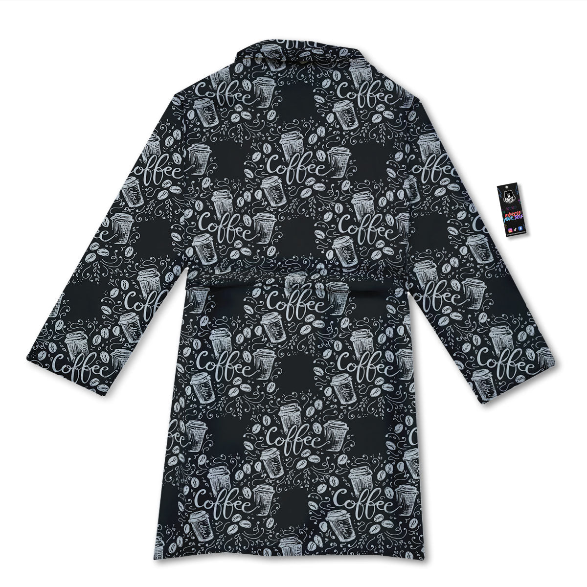 Drawing Coffee Print Pattern Bathrobe-grizzshop