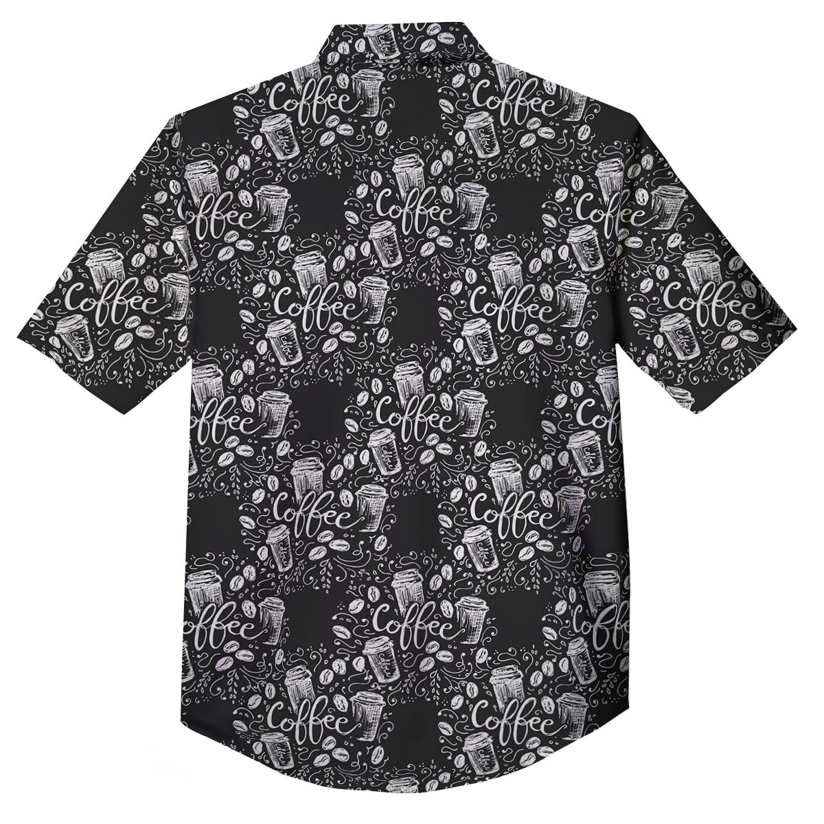 Drawing Coffee Print Pattern Button Up Shirt-grizzshop