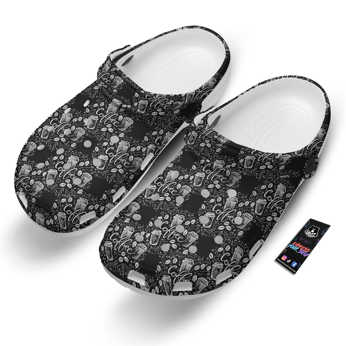 Drawing Coffee Print Pattern Clog-grizzshop