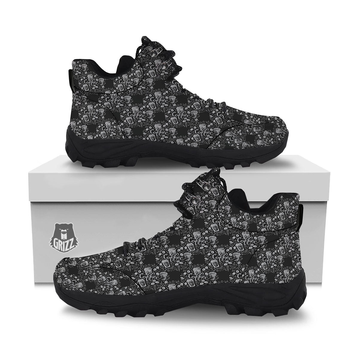 Drawing Coffee Print Pattern Hiking Shoes-grizzshop