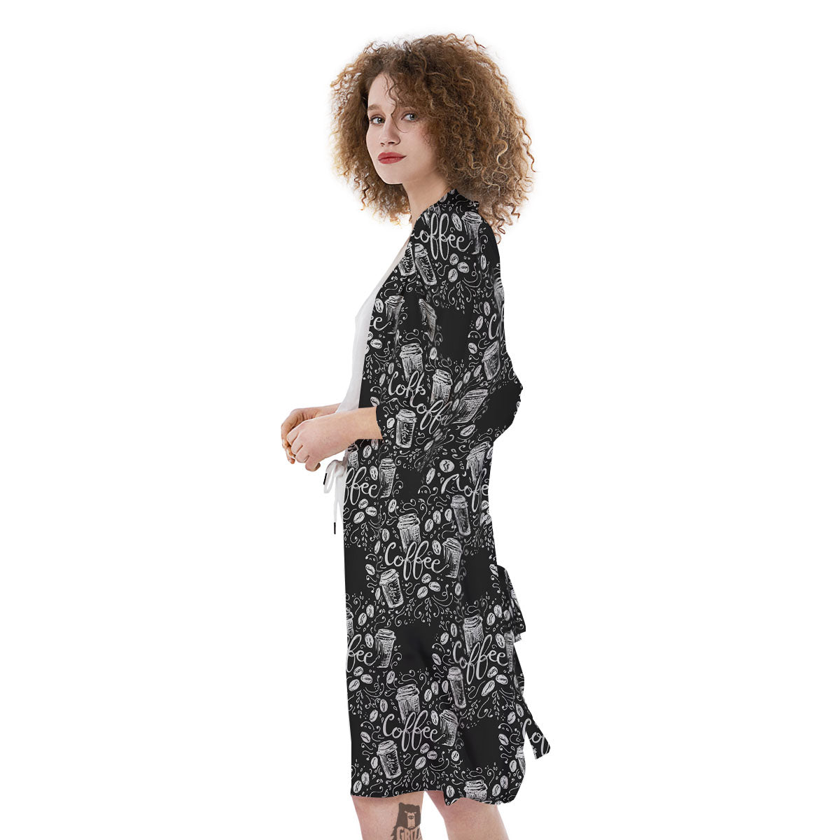 Drawing Coffee Print Pattern Kimono-grizzshop
