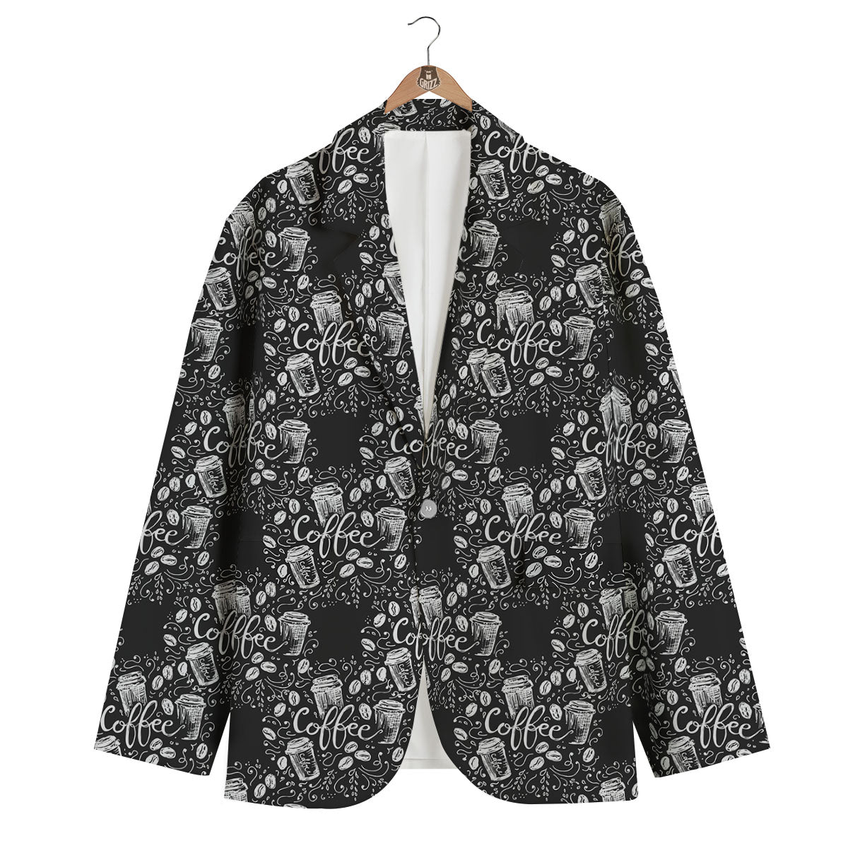 Drawing Coffee Print Pattern Men's Blazer-grizzshop