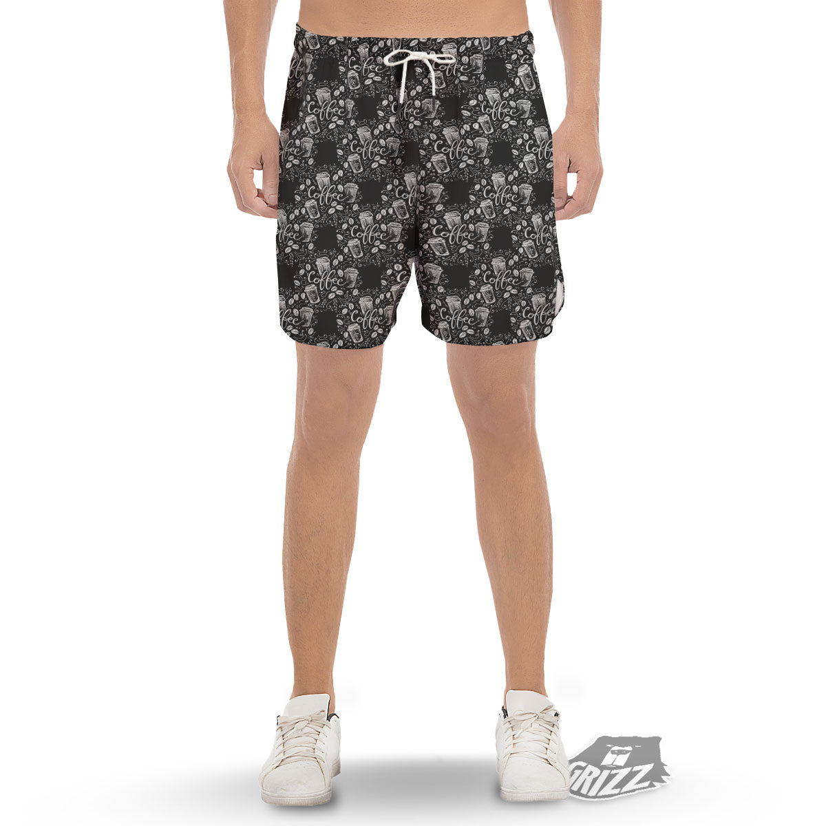 Drawing Coffee Print Pattern Men's Gym Shorts-grizzshop