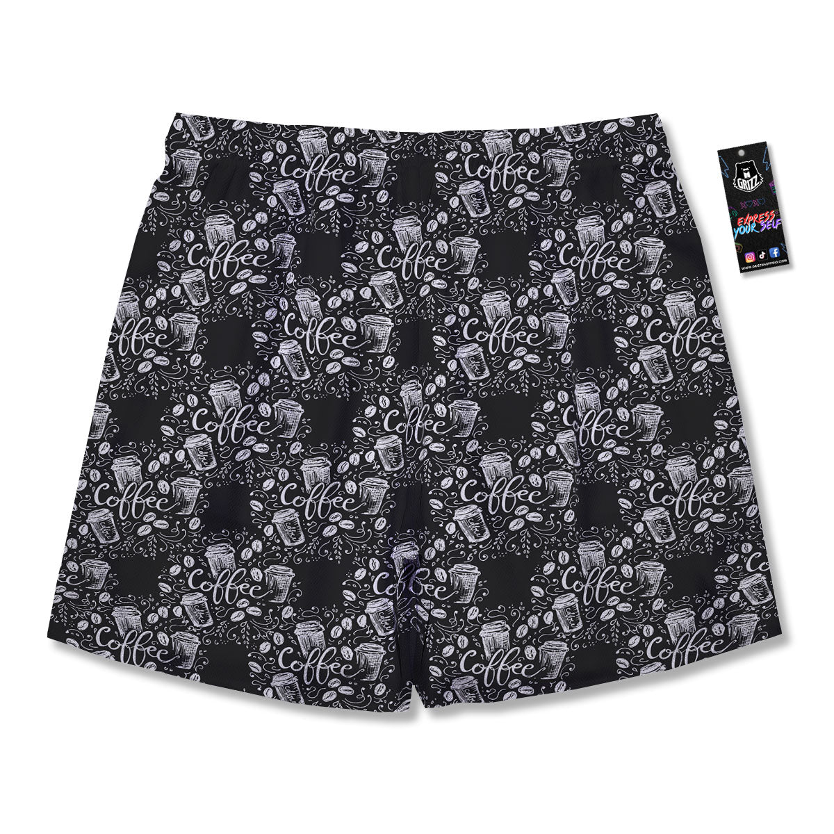 Drawing Coffee Print Pattern Men's Running Shorts-grizzshop