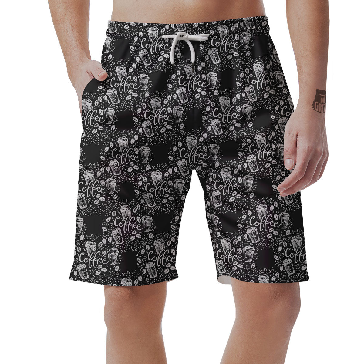 Drawing Coffee Print Pattern Men's Shorts-grizzshop