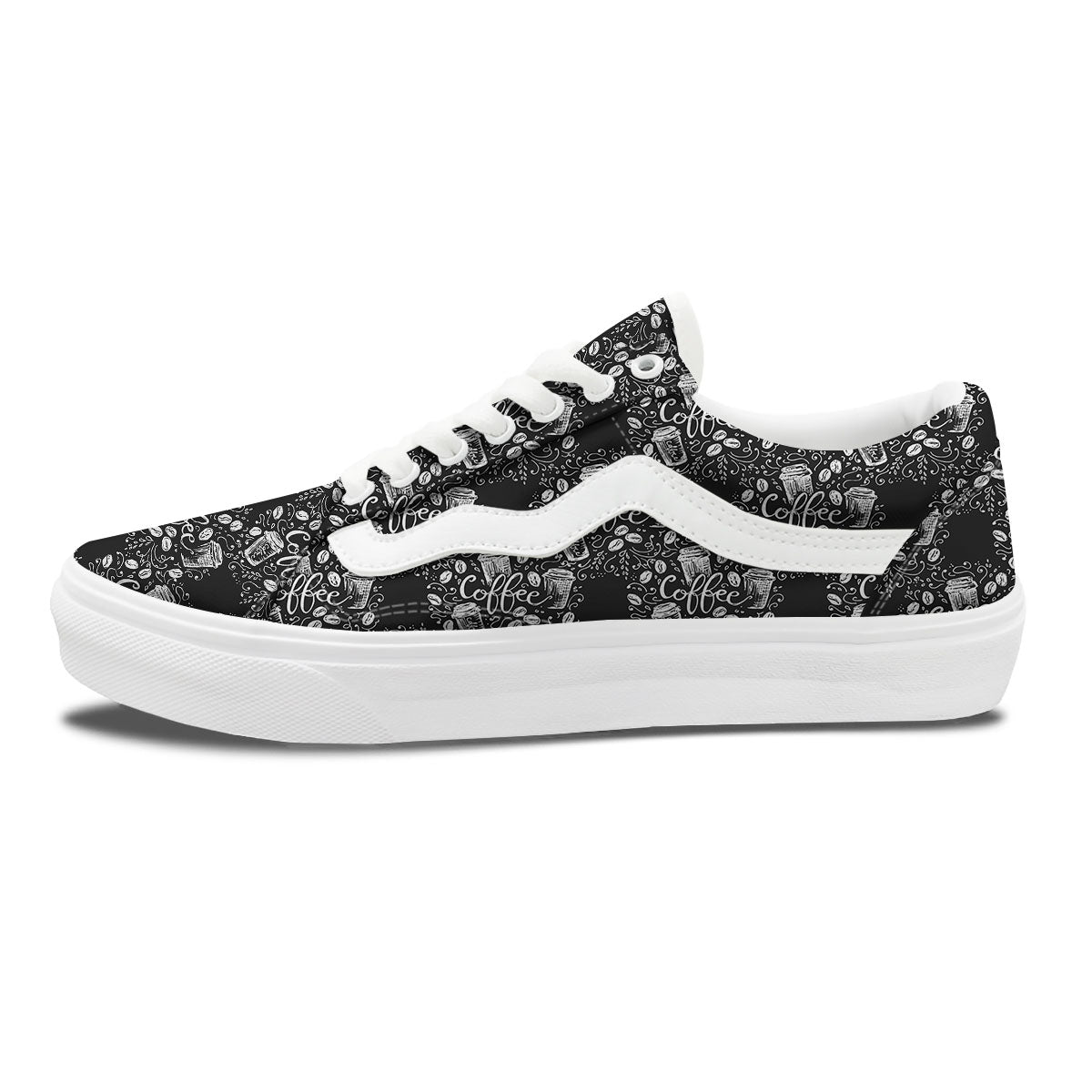 Drawing Coffee Print Pattern Skate Shoes-grizzshop