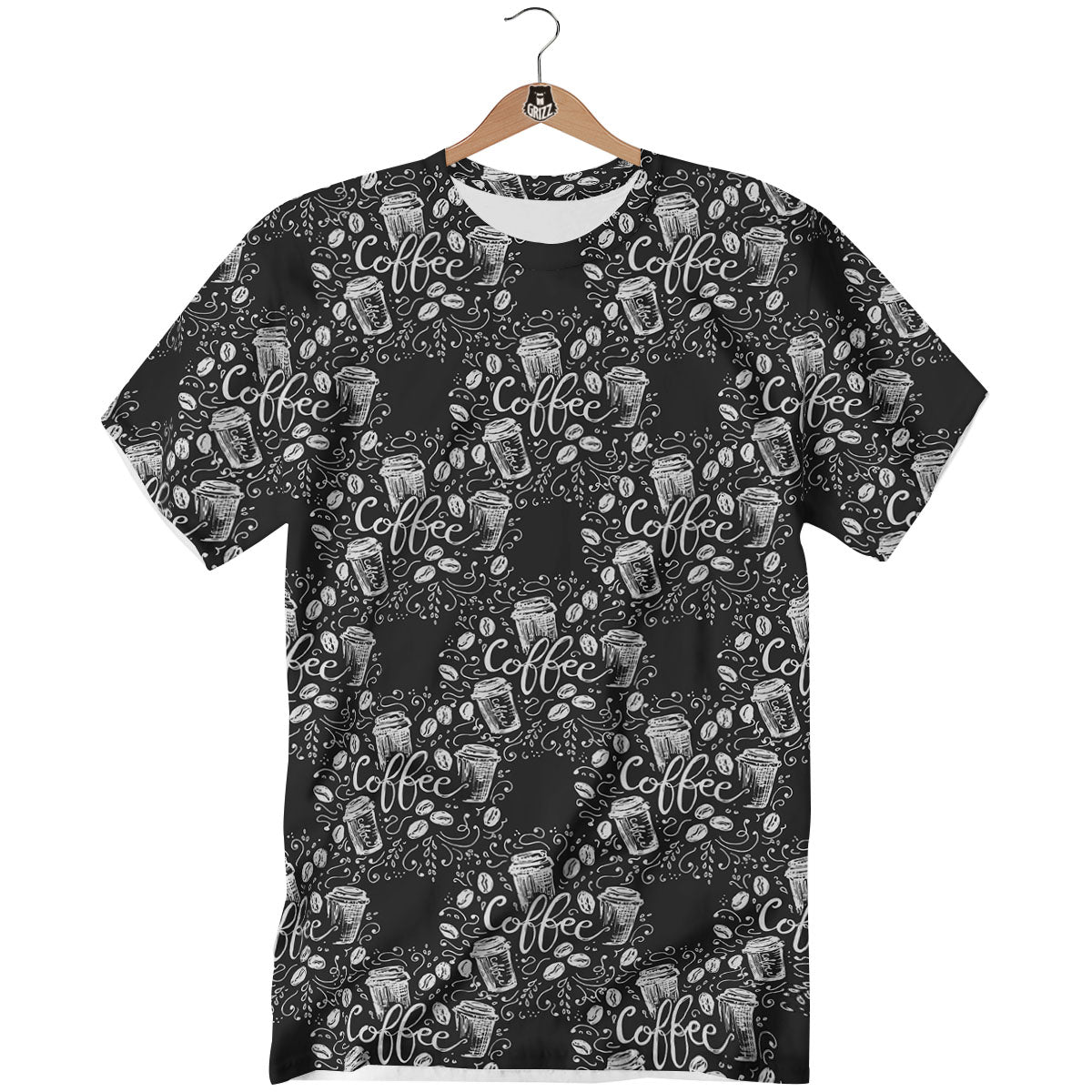 Drawing Coffee Print Pattern T-Shirt-grizzshop