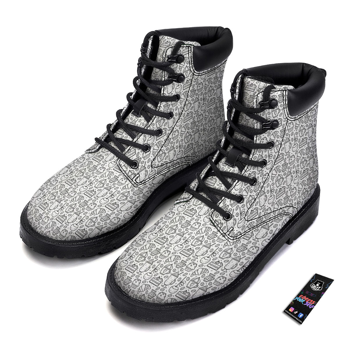 Drawing Dessert And Coffee Print Pattern Boots-grizzshop
