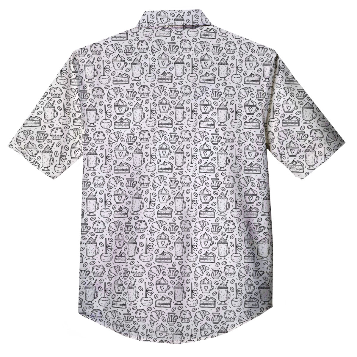 Drawing Dessert And Coffee Print Pattern Button Up Shirt-grizzshop