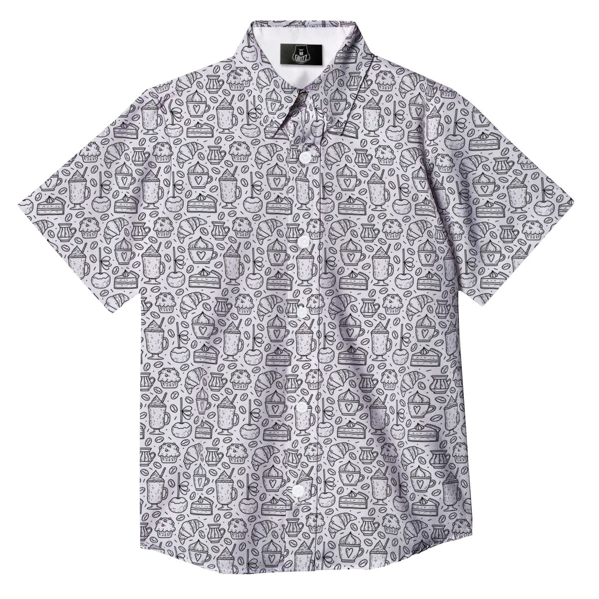 Drawing Dessert And Coffee Print Pattern Button Up Shirt-grizzshop