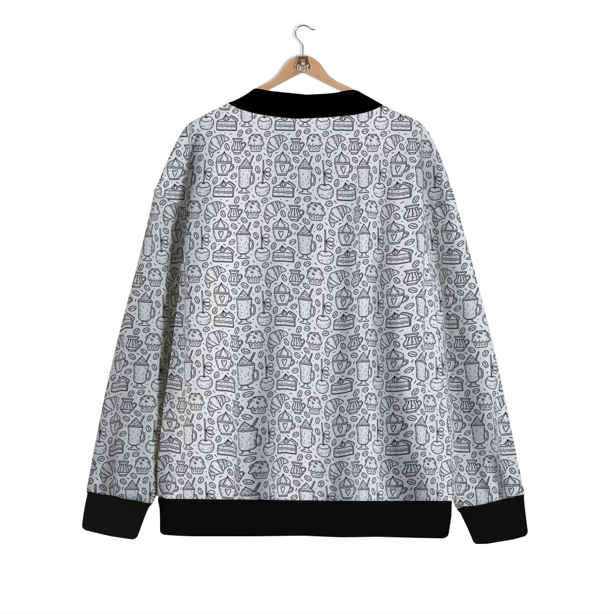 Drawing Dessert And Coffee Print Pattern Cardigan-grizzshop