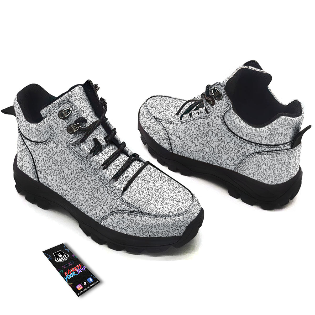 Drawing Dessert And Coffee Print Pattern Hiking Shoes-grizzshop
