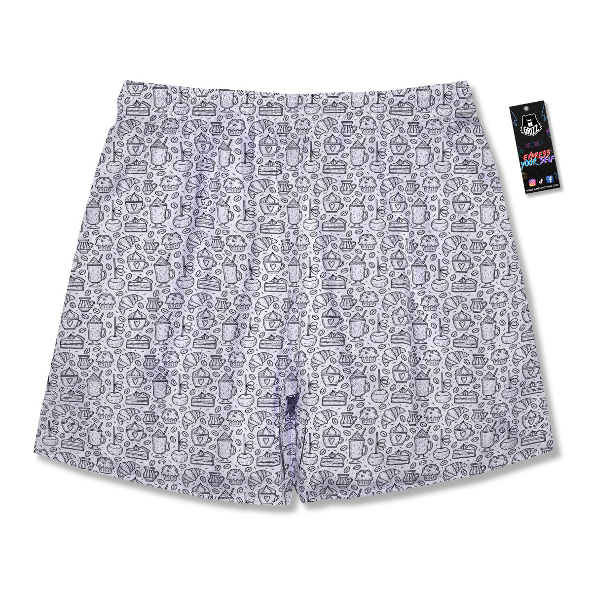 Drawing Dessert And Coffee Print Pattern Men's Running Shorts-grizzshop