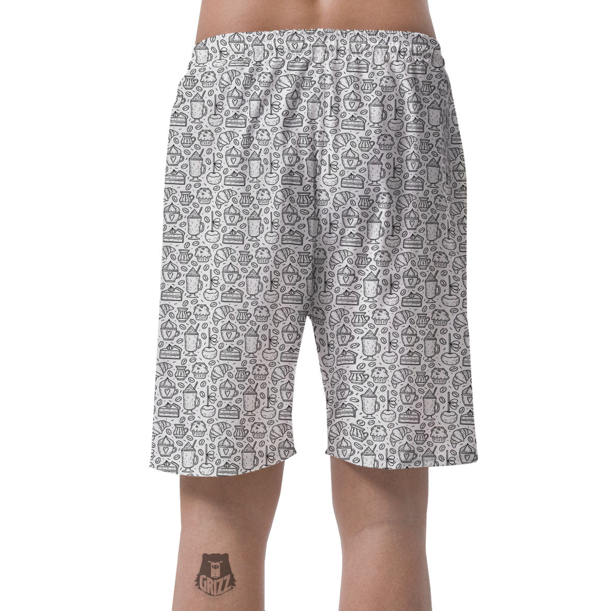 Drawing Dessert And Coffee Print Pattern Men's Shorts-grizzshop