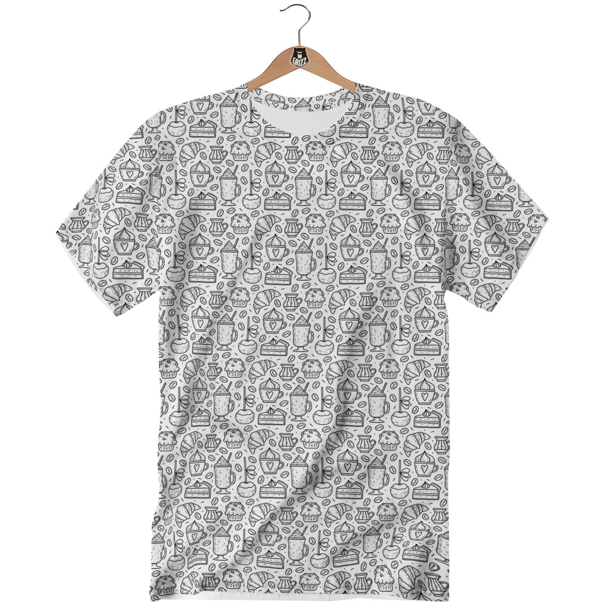 Drawing Dessert And Coffee Print Pattern T-Shirt-grizzshop