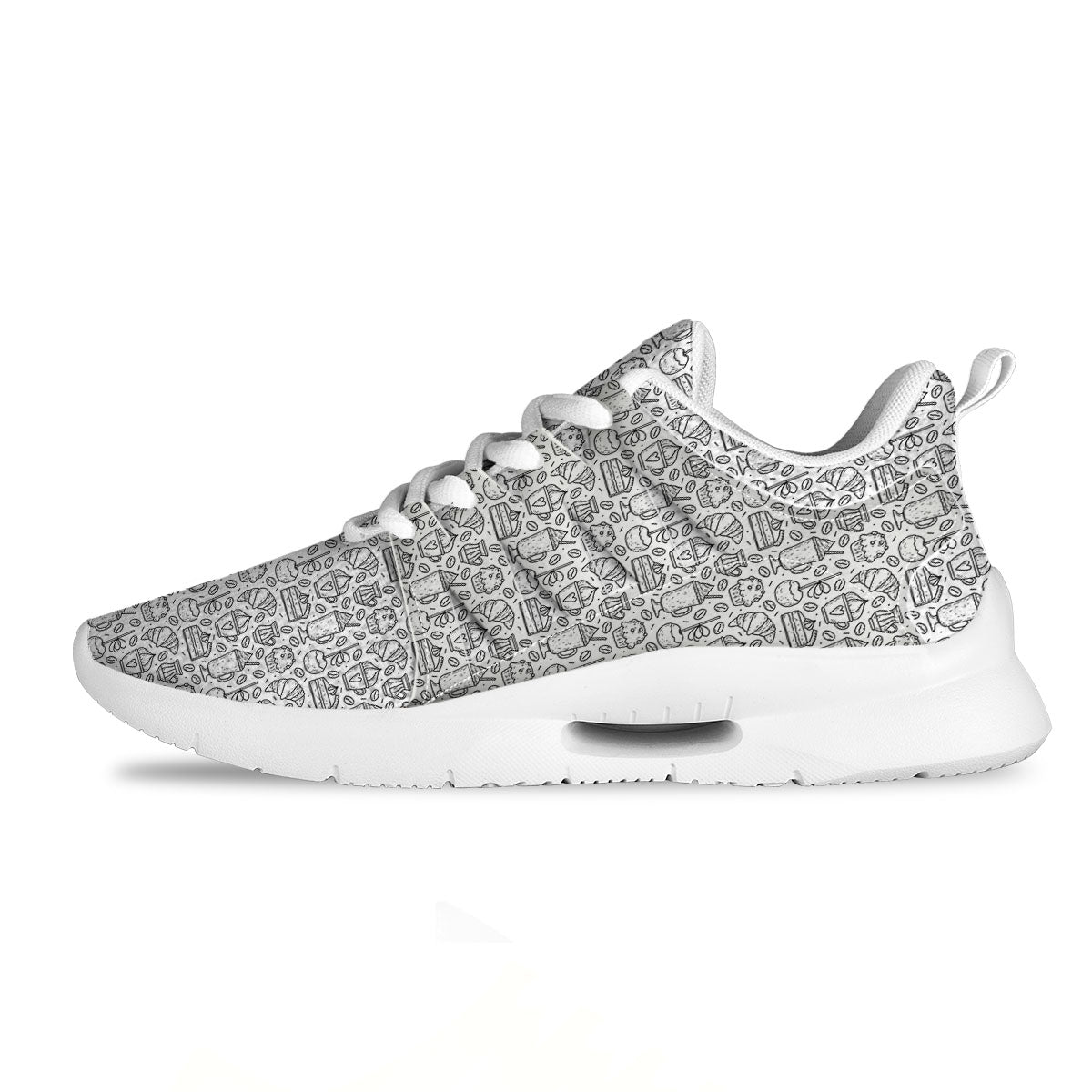 Drawing Dessert And Coffee Print Pattern Tennis Shoes-grizzshop