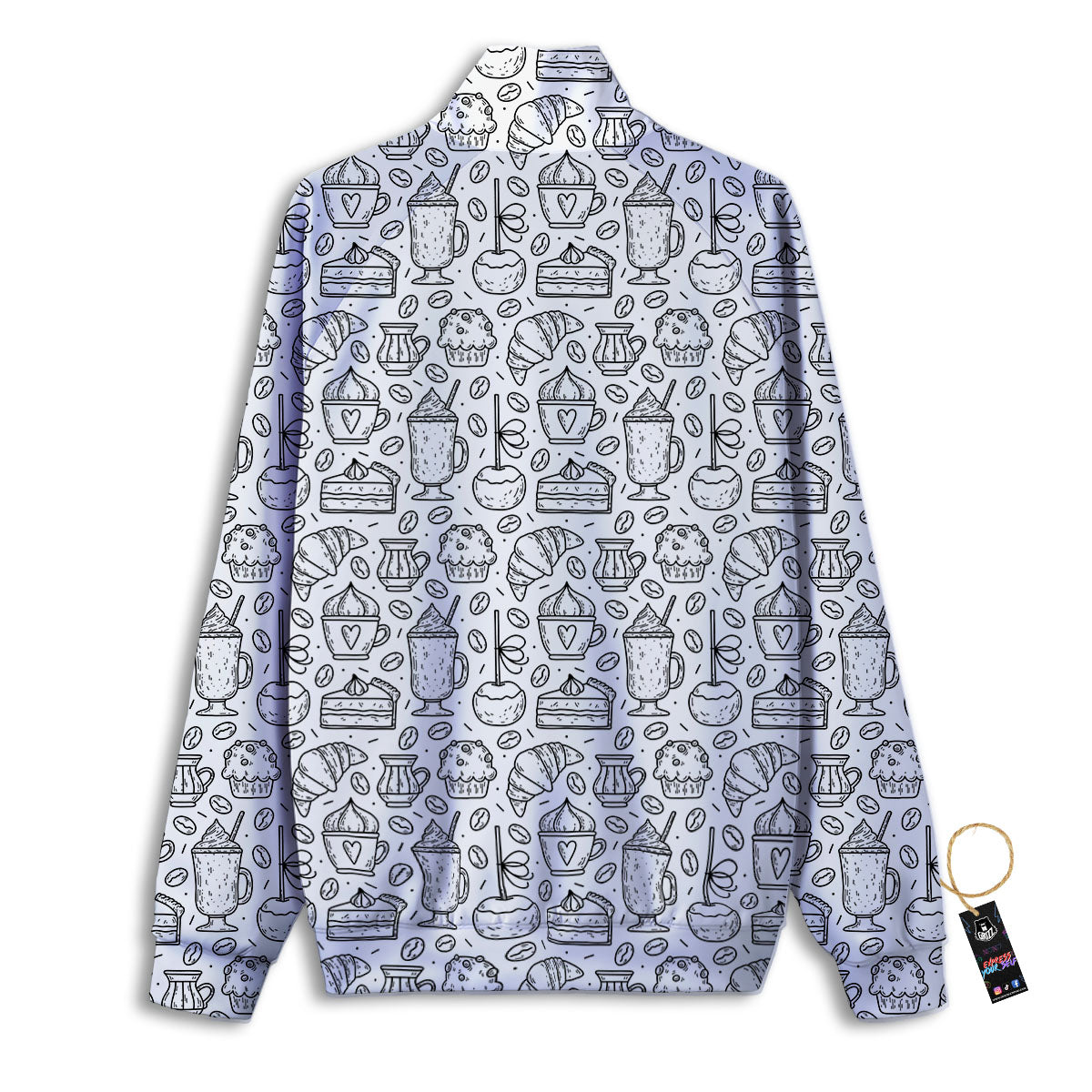 Drawing Dessert And Coffee Print Pattern Track Jacket-grizzshop