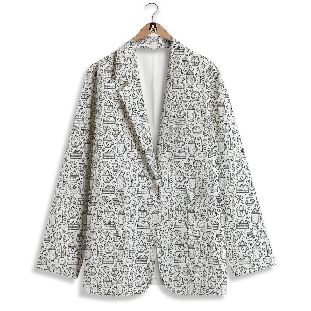 Drawing Dessert And Coffee Print Pattern Women's Blazer-grizzshop