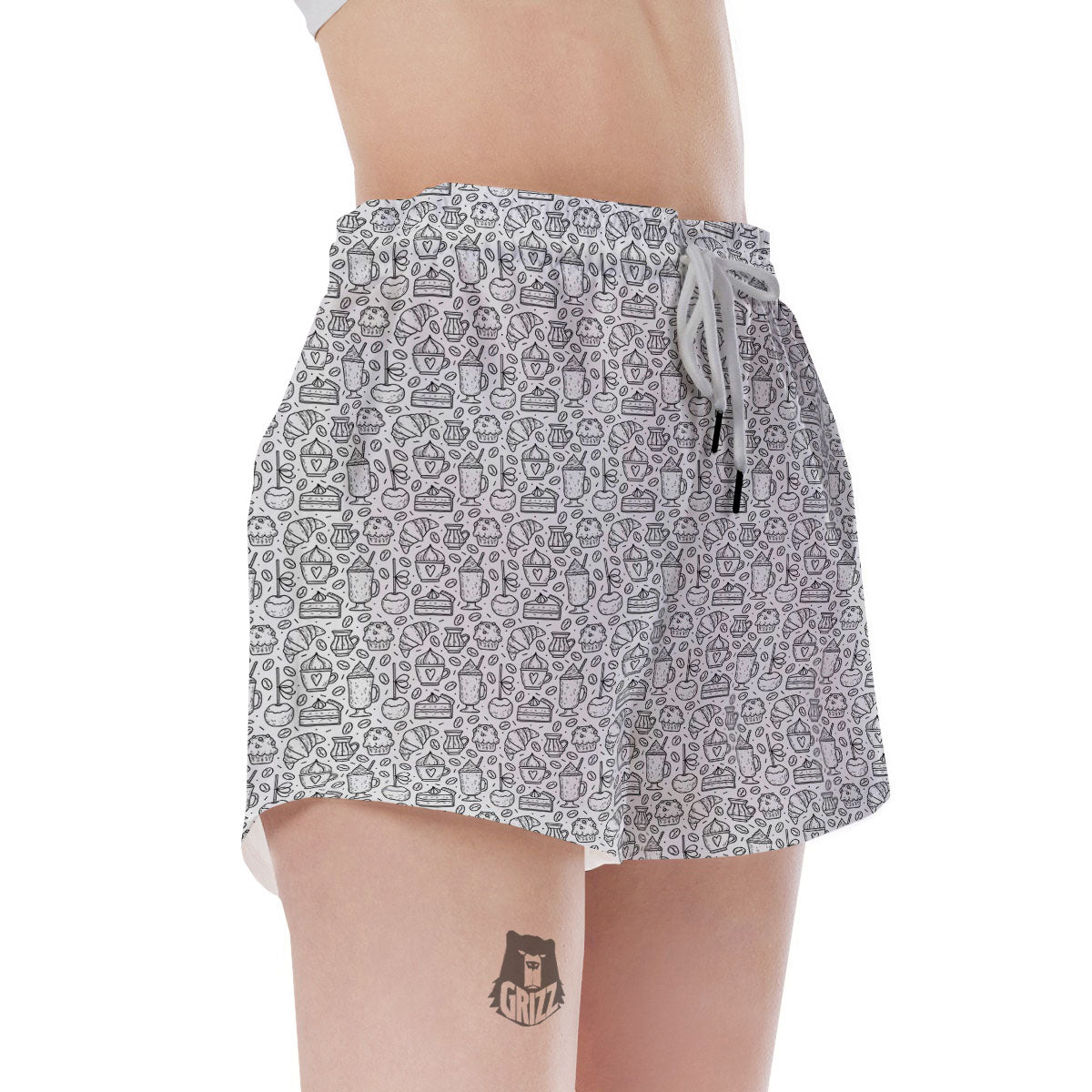 Drawing Dessert And Coffee Print Pattern Women's Shorts-grizzshop