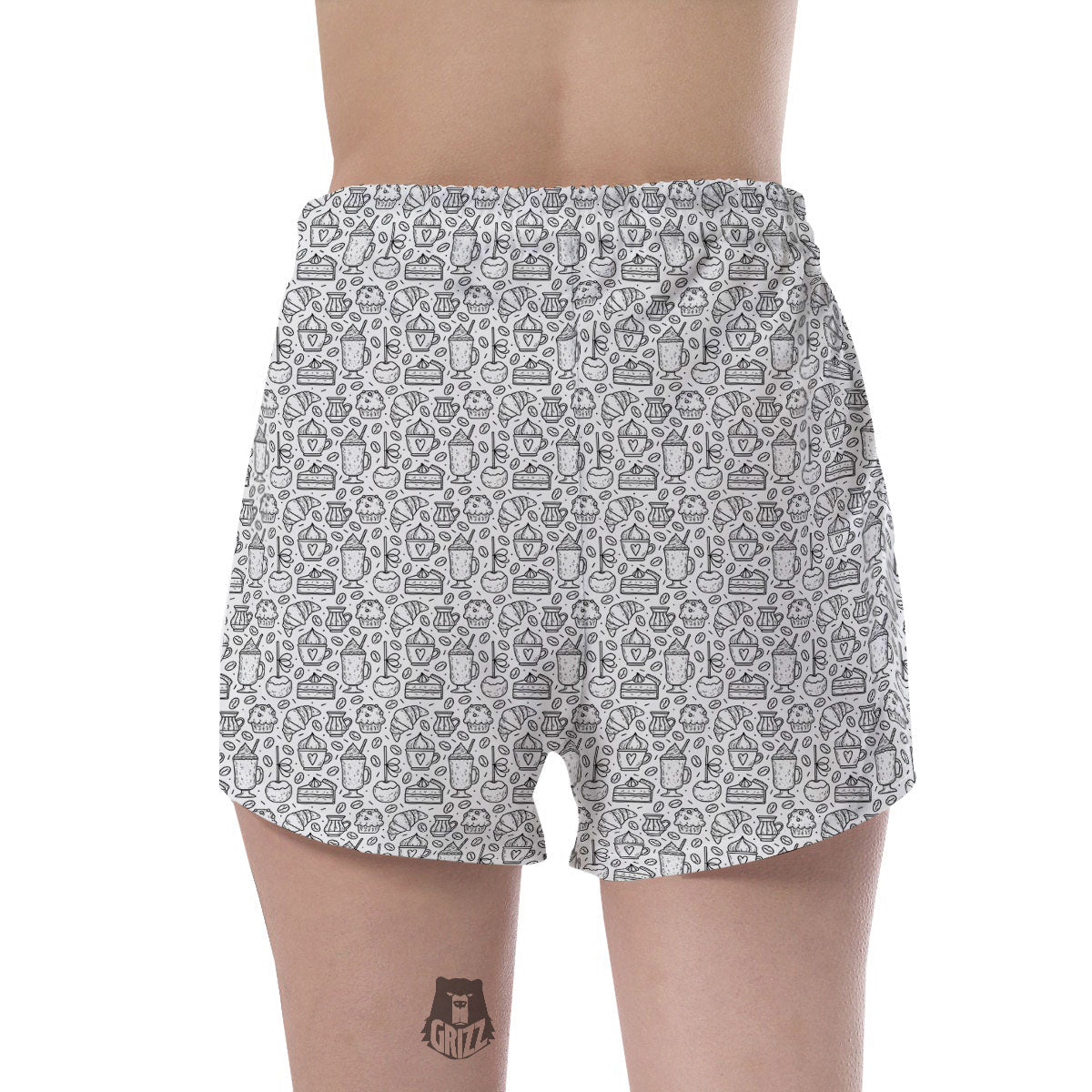 Drawing Dessert And Coffee Print Pattern Women's Shorts-grizzshop